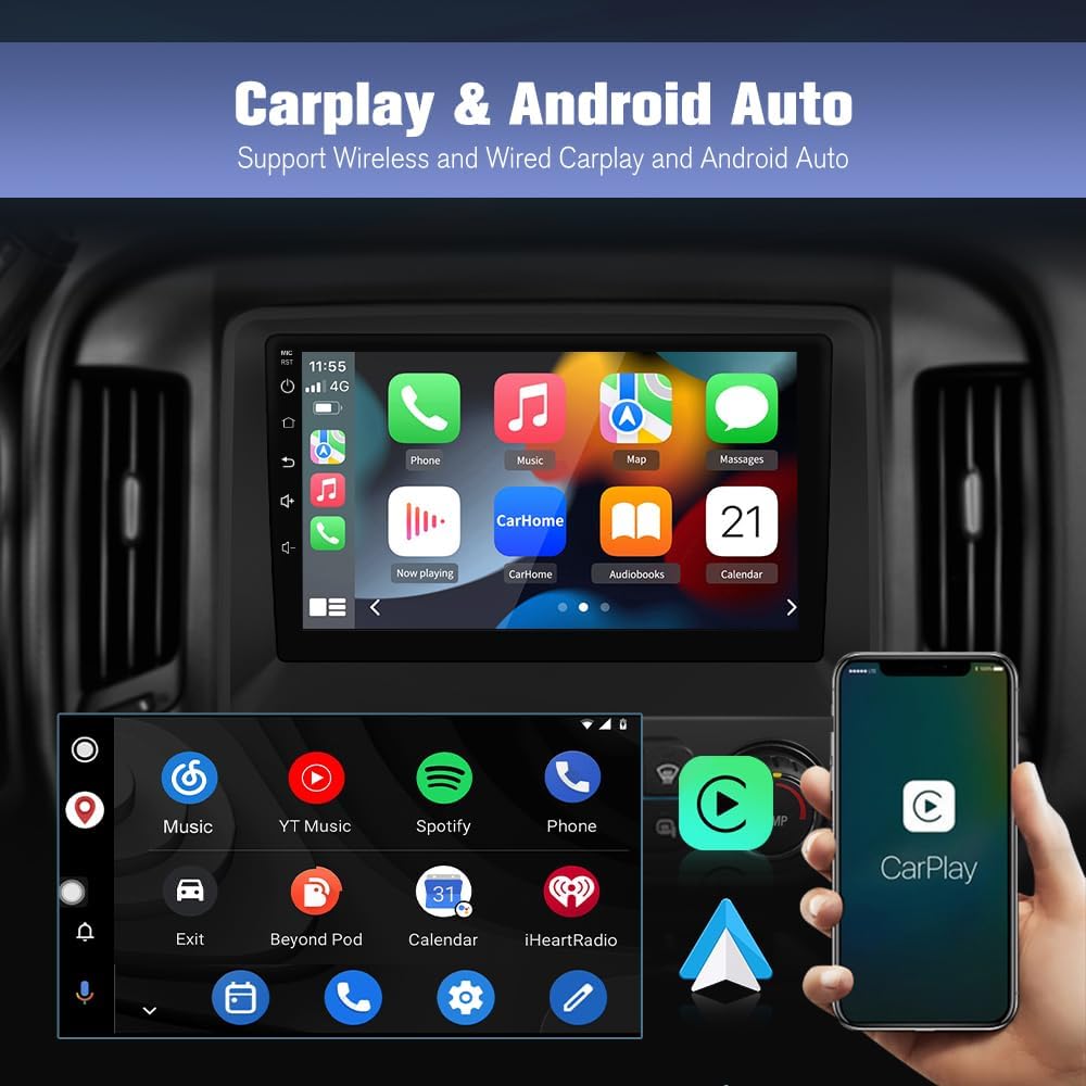 Android 13 Car Radio Stereo for Chevy Silverado GMC Sierra 2014-2018 with Backup Camera CarPlay Android Auto