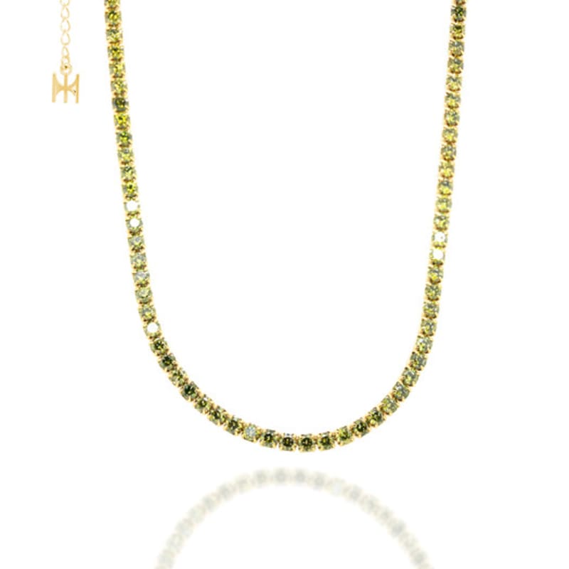 

MACIER [S925] Lime Mini Tennis Necklace (Gold) Lime (Gold)
