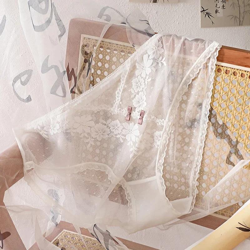 Plus Size Lingerie Sexy Panties Women's Gauze Translucent Lace Underwear Women Court Aristocratic Style Women Bragas Sexy Briefs
