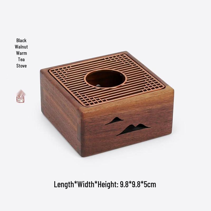 Walnut Retro Candle-Heated Tea Warmer Set