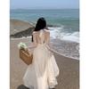 French Goddess Style Backless Halter Dress – Summer Beach Fairy Long Skirt