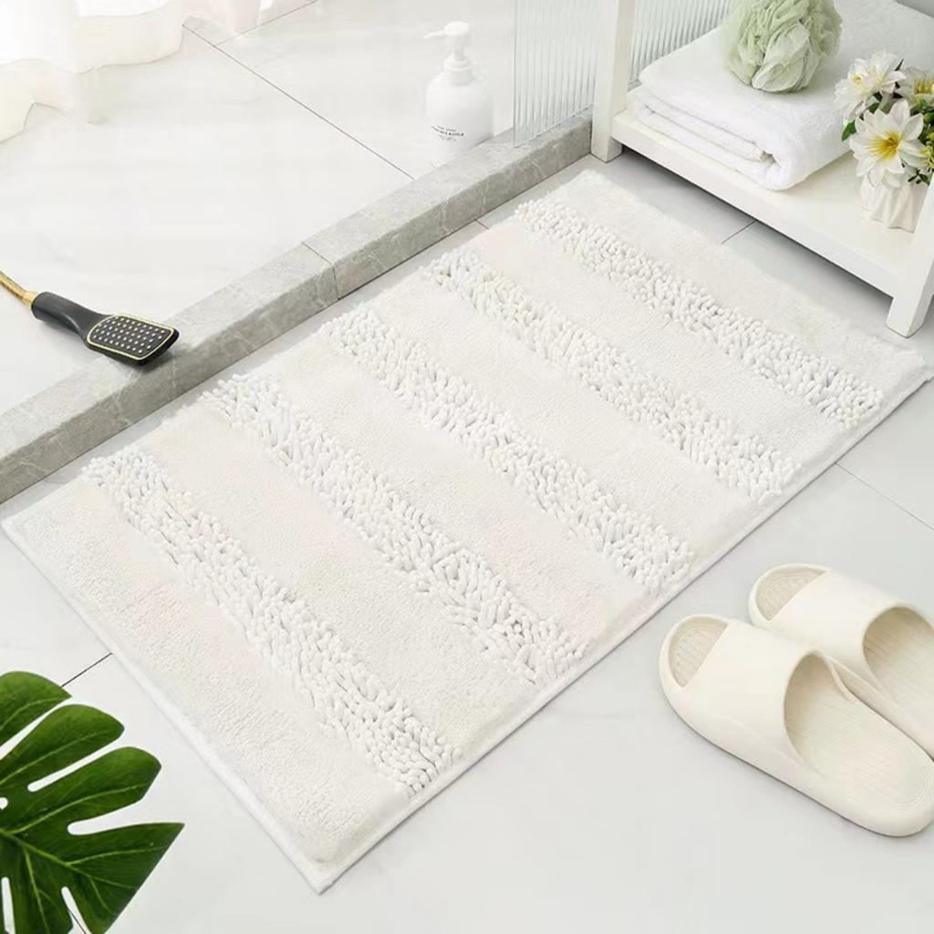 Chenille-Perlengarn-Badezimmer-Verdickungsmatte, rutschfeste Badteppiche im Waschbecken, Badewannen-Seitenbodenteppich, Duschraum-Fußmatte, Memory Foam 3D-Pad
