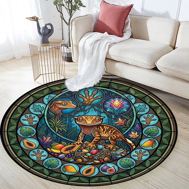 Desert Gecko Glass Round Area Rug Under Office Chairs Bedroom Living Room Home Decor