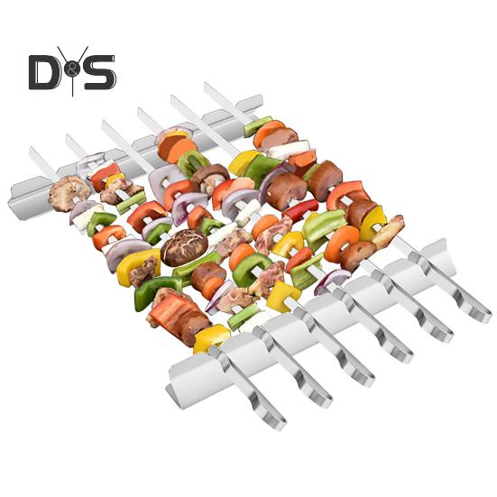 2ks Držák na špízy ve tvaru V 6 slotů Potravinářské multifunkční náčiní Opakovaně použitelné grilovací gril Kebab Špízy Sada stojanů Grilovací příslušenství