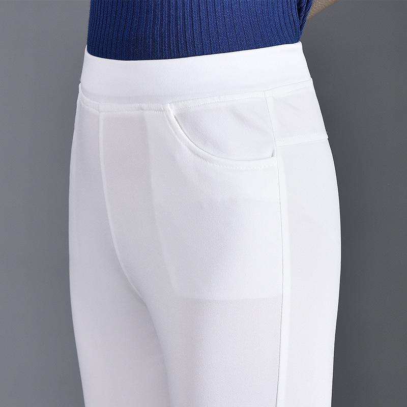 

Elastic Waist White Micro-Flare Slim Fit Women s Pants - Summer 2025 Fashion 2XL up to 65 kg белый