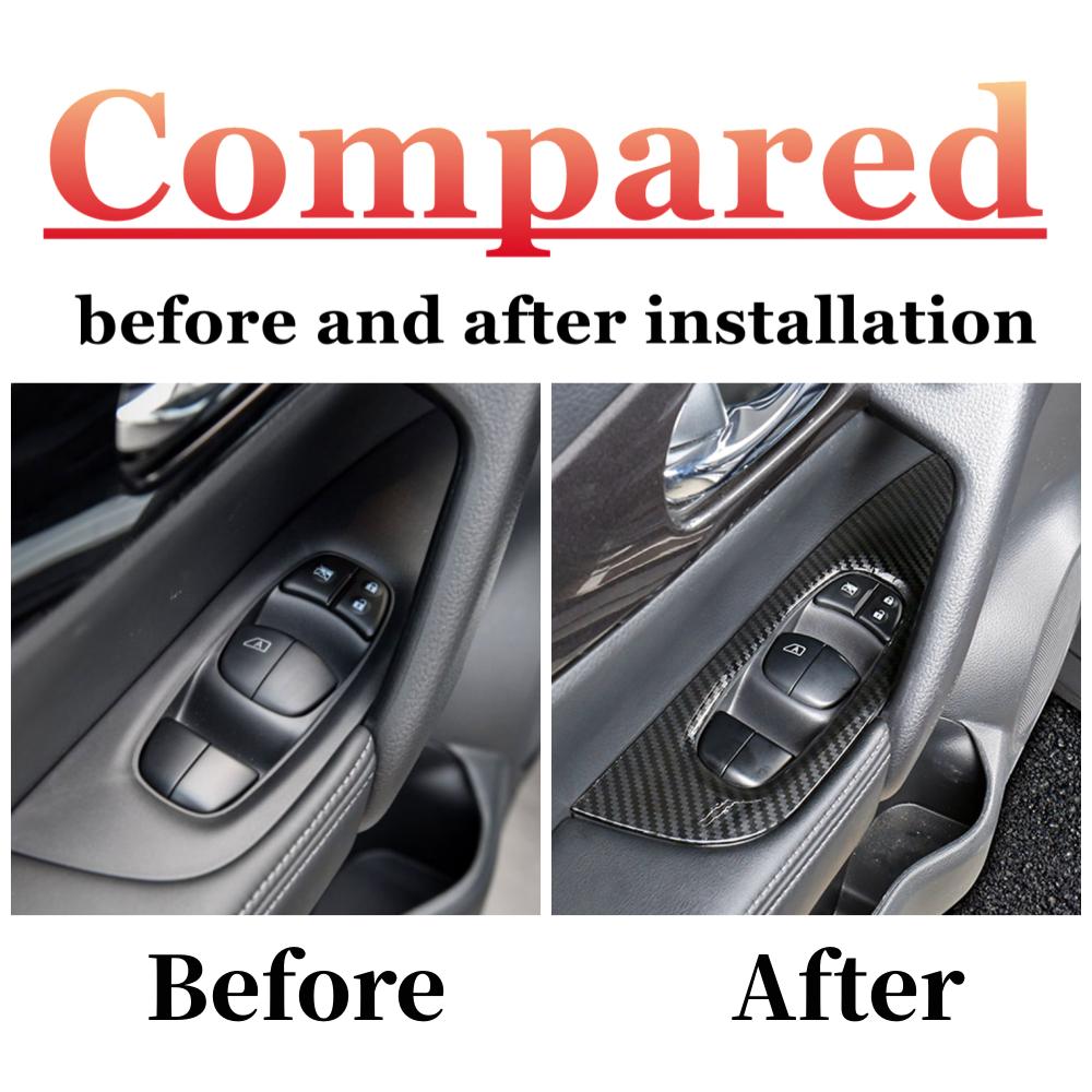 For Nissan X-Trail XTrail T32 Rogue 2014-2020 Car Door Window glass Lift Control Switch Panel Cover ABS Carbon Trim Accessories