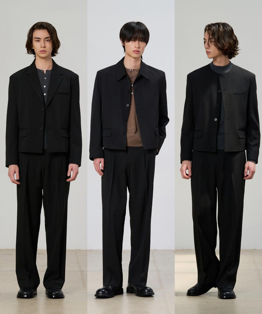 Hyoji Crop Modular Setup Suit Set (F01-Black)