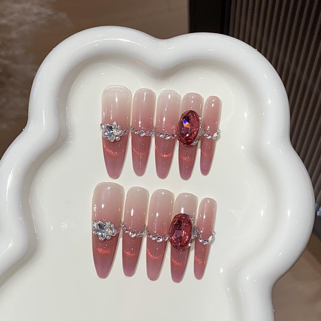 Ice-transparent Pink Gradient Aurora Smile Cat's Eyes Pink Oval Diamond Strawberry Sweet Wine Wear Armor