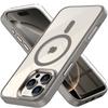 Case for iPhone 16 Pro Max, for MagSafe, ERBORD Matt Case, Transparent / Titanium + Glass Screen Protector