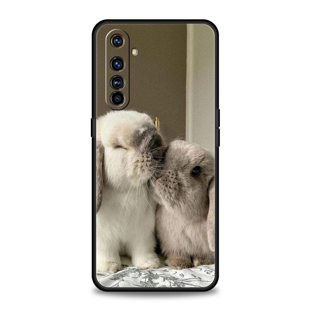 Cute White Baby Rabbits Phone Case For Realme 12 11 10 9 8 5G 7 6 GT5 GT3 GT2 Pro C21 C25 C35 For Realme GT Neo 2 3 3T 5 Cover