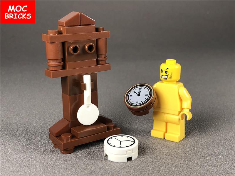 2sets/lot MOC Bricks DIY Family Grandfather Clock Action figure Educational Building Blocks Gifts Dolls Toys for children