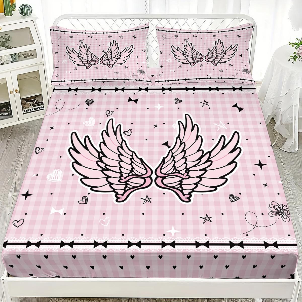 

Sheet Size Wings 3D Printed Mattress Cover Protective Cover Sheet Sheet Three-Piece Set 90x191cm