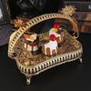 Retro European Golden Fruit Plate Luxury Decorative Serving Tray for Anniversary Party Hotel Home Dining Room Decor