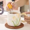 High-Value Hand-Painted Tulip Water Cup Mug Cup Ceramic Bridesmaid Souvenir Opening Event To Send Customers