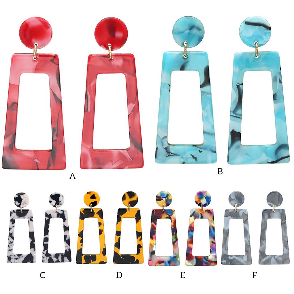 1 Pair Earrings Square Geometric Universal Round Colorful Exaggerated Jewelry Party Favors Fashion Accessory Gifts for Women