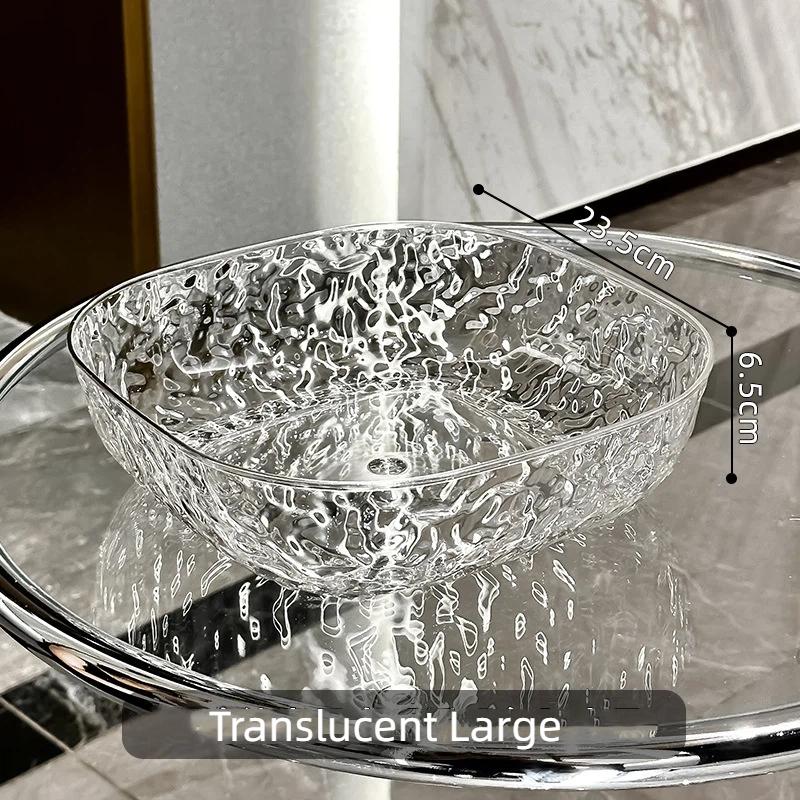 Clear Hammered Plastic Fruit Bowls Shatter Resistant Large Capacity For Kitchen Counter Fruits Veggies Snacks