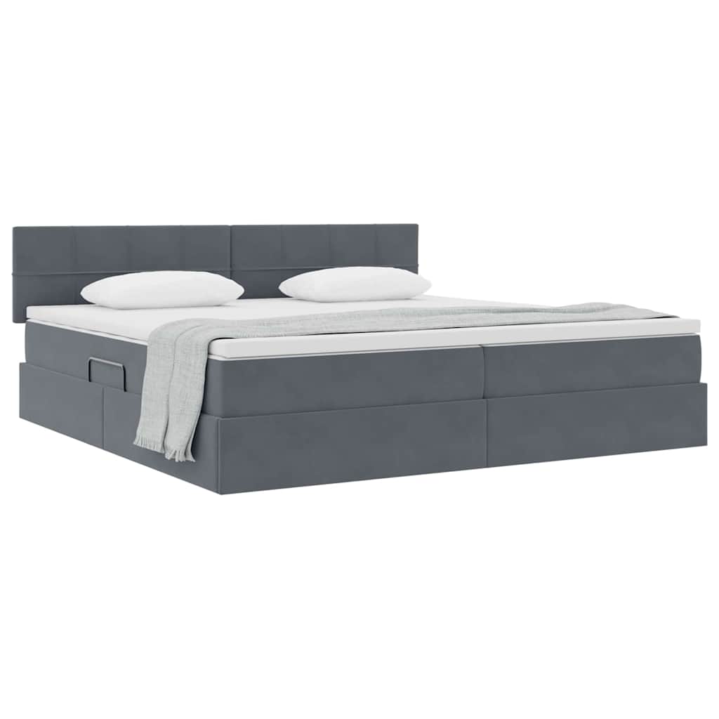 Storage Bed with Mattress Dark Gray 200 x 200 cm Velvet