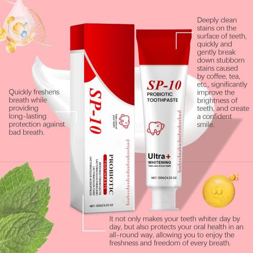 SP-10 Probiotic Whitening Toothpaste, Gum Repair Toothpaste with Probiotics and Fresh Breath, Thorough Daily Cleaning, Powerful Teeth Protection, Stai