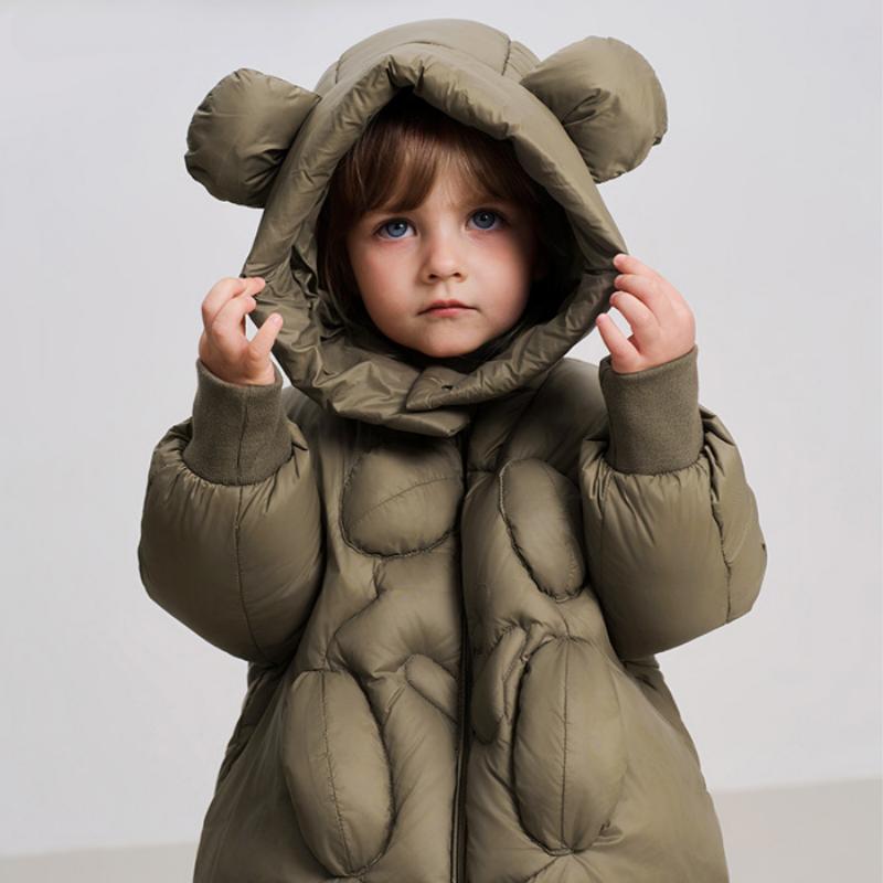 Cute Bear Down Jacket New Winter Children's Warm White Duck Down Jacket