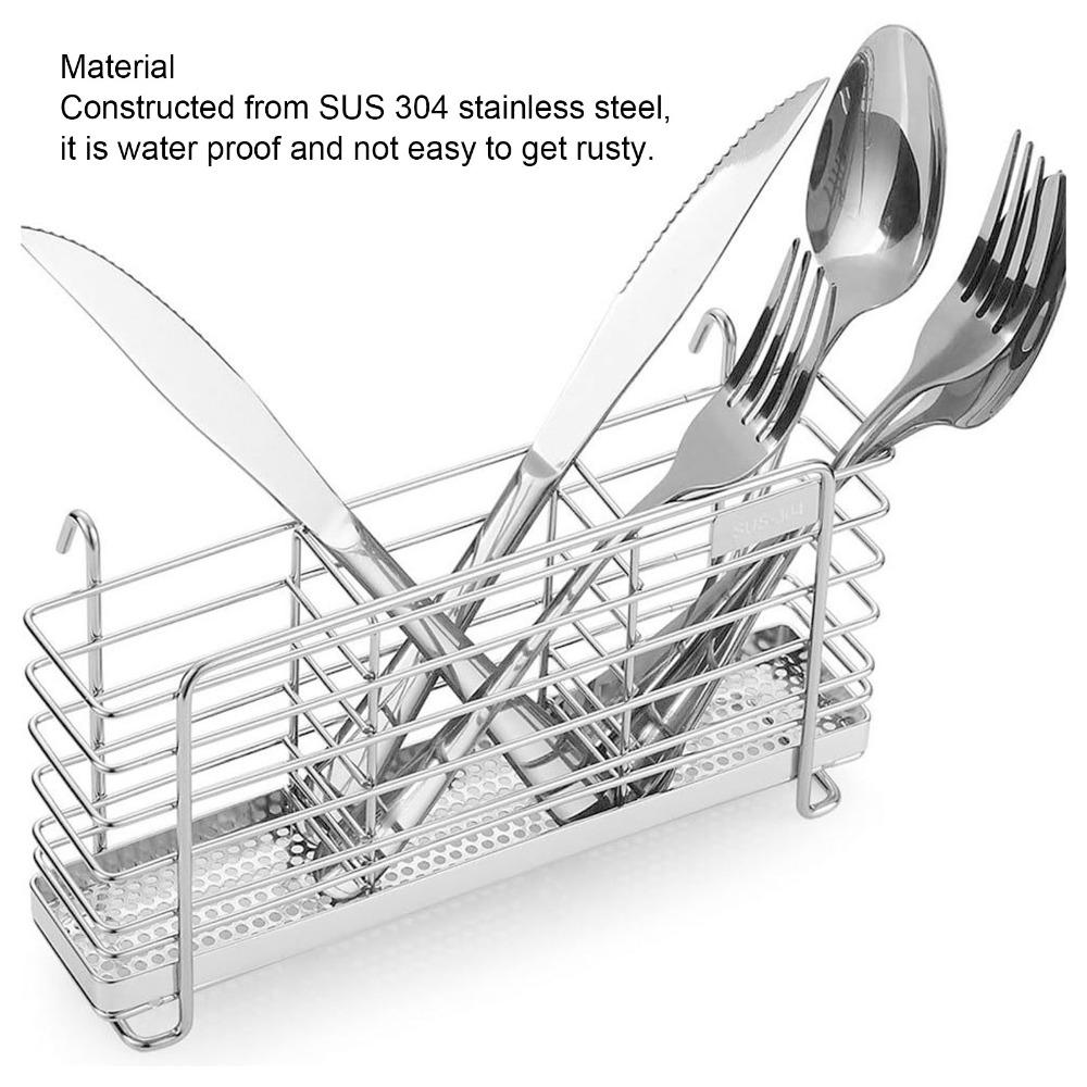 3 Compartments Utensil Drying Rack 304 Stainless Steel Cutlery Holder Organizer Chopsticks Forks