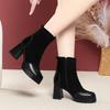 Модні жіночі чоботи товстий каблук квадратний носок короткі чоботи жіночі весняно-осінні одинарні чоботи м'яка шкіра тонкі чоботи середній каблук черевики Мартін жіночі