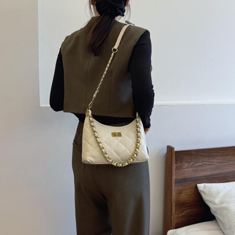Rhombus Chain Bag 2025 Autumn and Winter New Armpit Bag Women's High-end Shoulder Bag Trendy Fashion Messenger Bag