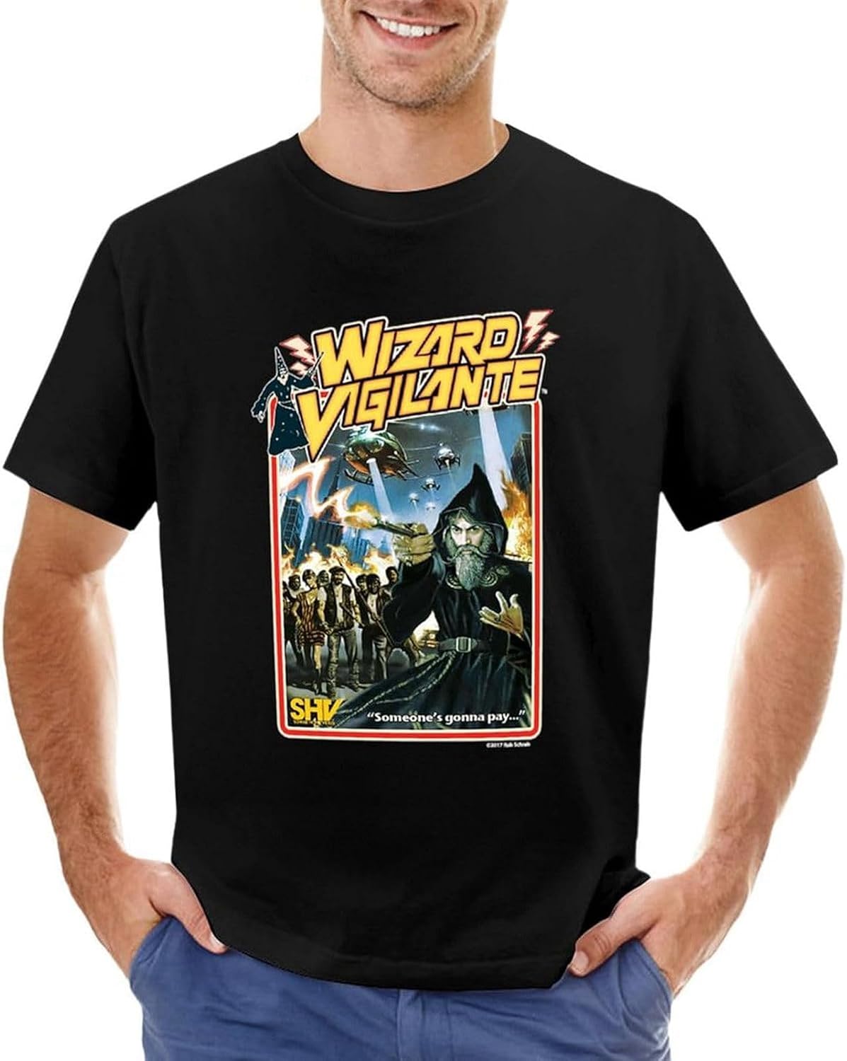 Rob Schrab Men T ShirtWIZARD Vigilante Design 2 Men T Shirt Graphic t Shirts Korean Fashion Cute Tops Men t Shirts XS