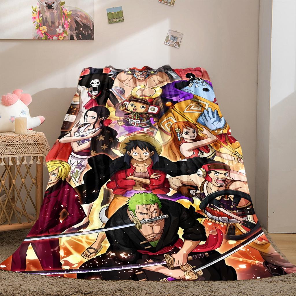 One Piece Anime Luxury Flannel Lightweight Blanket Home Decor Sofa Bed Travel Cover Family Gift LXR139