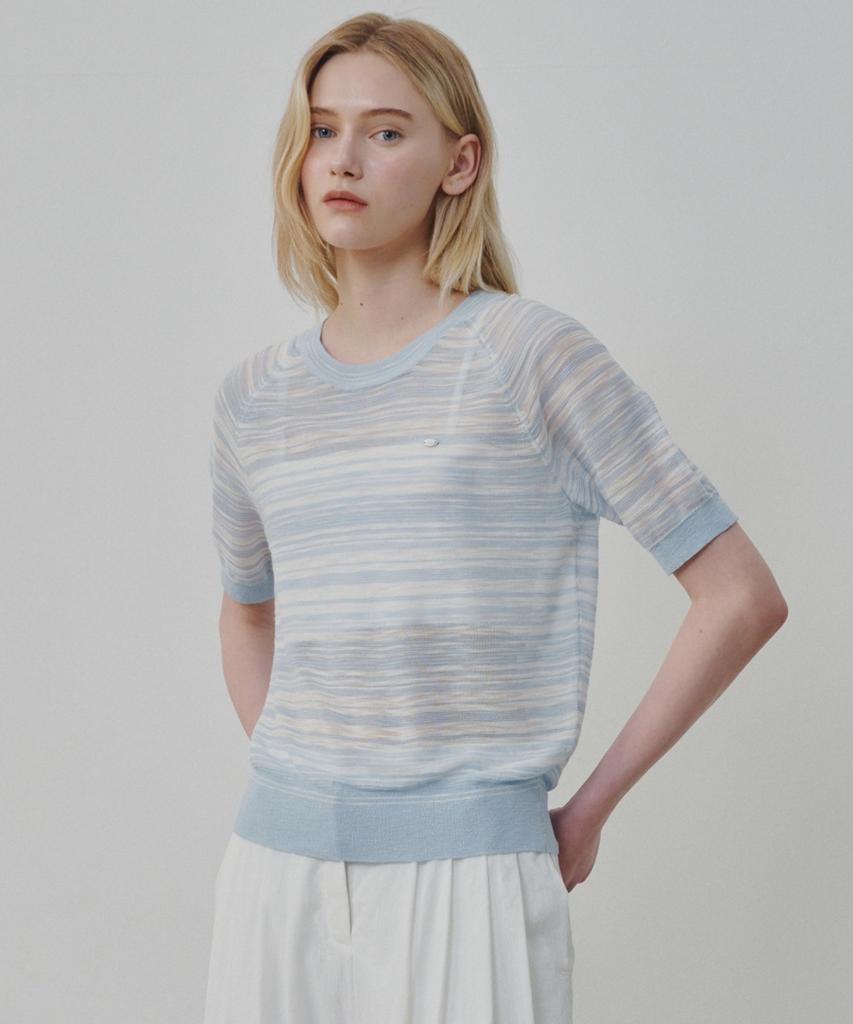 Ollibeudeollibeu 2-Color Stripe Slub Raglan Pullover Ok6Mp6130