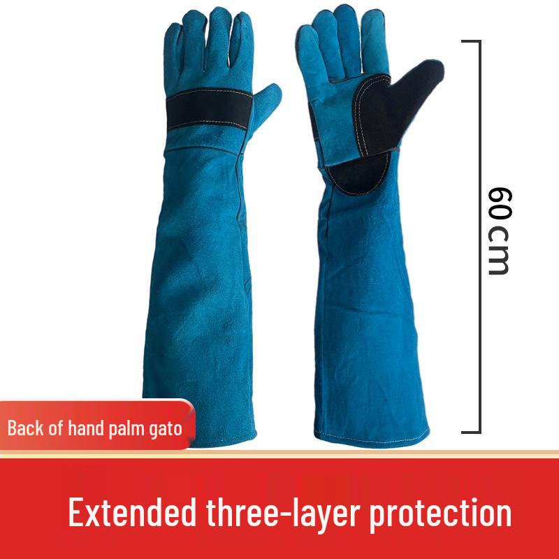 Tear-Resistant Cowhide Anti-Scratch and Bite Gloves for Pet Handling and Grooming