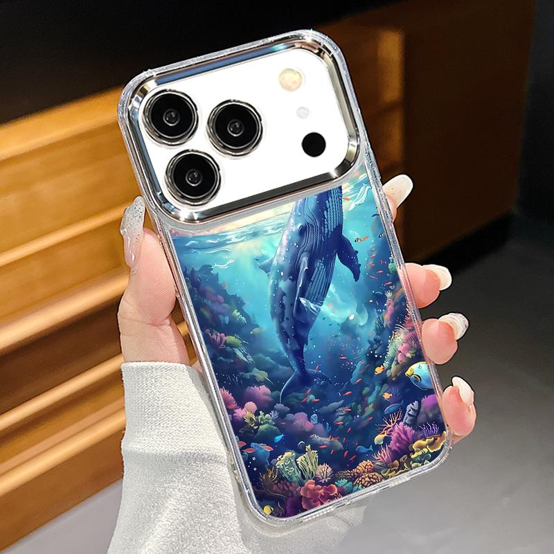 For iPhone 17 Pro Max Case Blue Giant Whale Ocean Pattern Soft Silicone Cover For Funda iPhone 16 Pro Max 15 14 13 12 11 17 Air