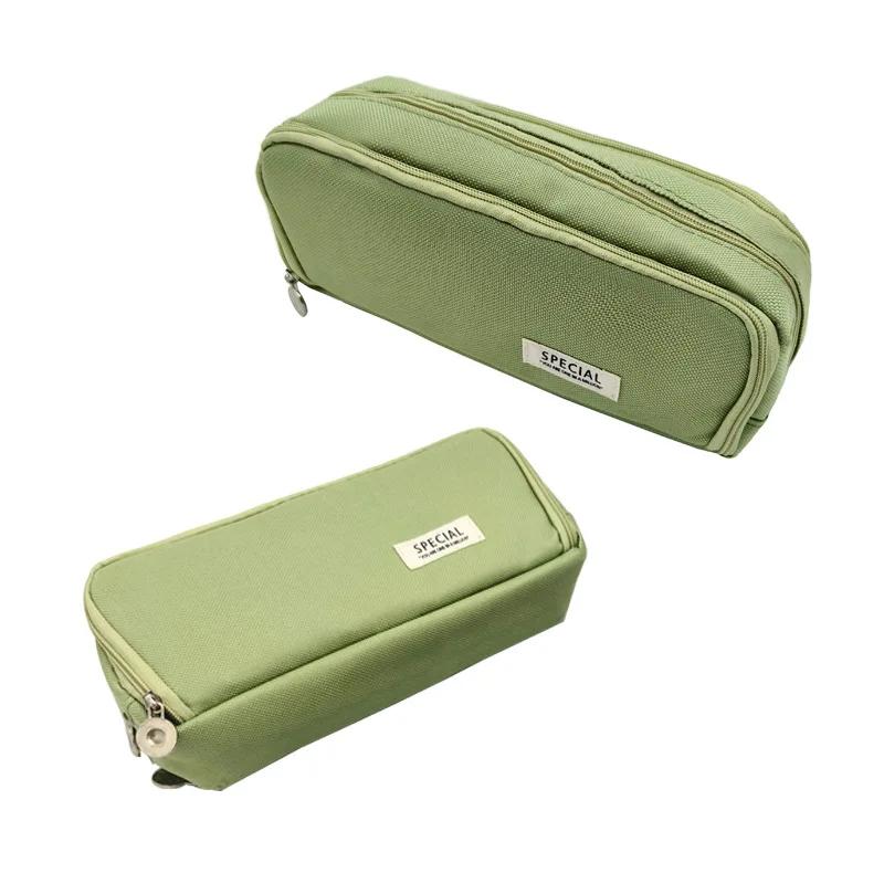 Multi Layer Student Pencil Case Large Capacity Multifunctional Storage Bag Canvas Macaron Colored Stationery Bag Pencil Case