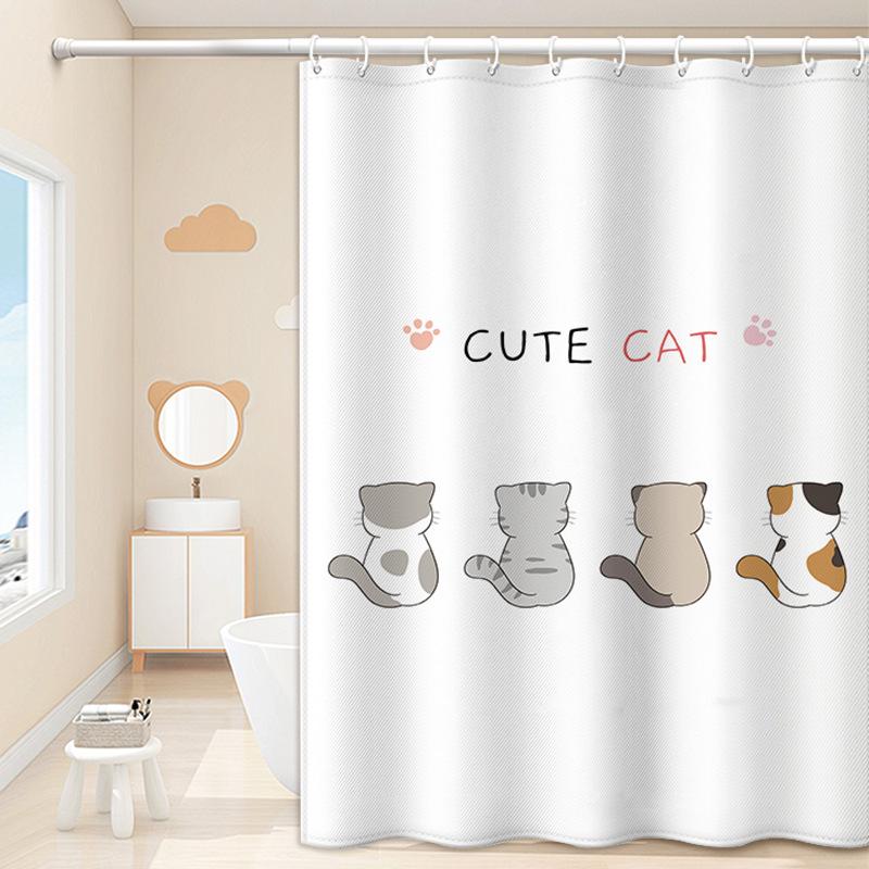 JINRUN Bathroom Thickened Waterproof Curtain Mildew Proof Shower Curtain Shower Partition Curtain Shower Curtain Bathroom Curtain Free Perforation