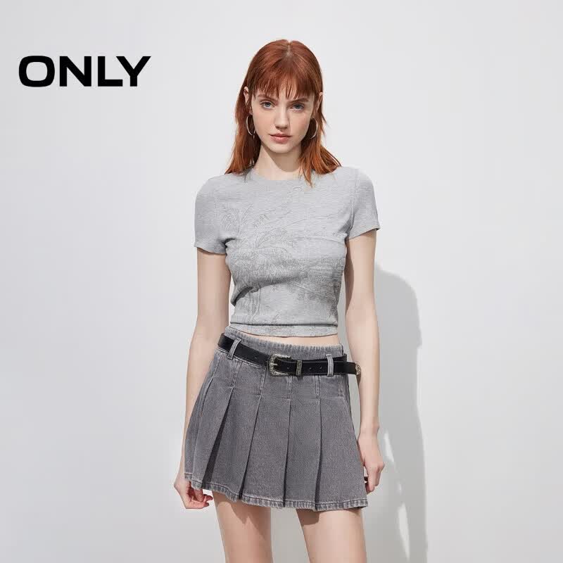 ONLY 2026 Spring Elegant Sketch Landscape Print Short Sleeve T-Shirt