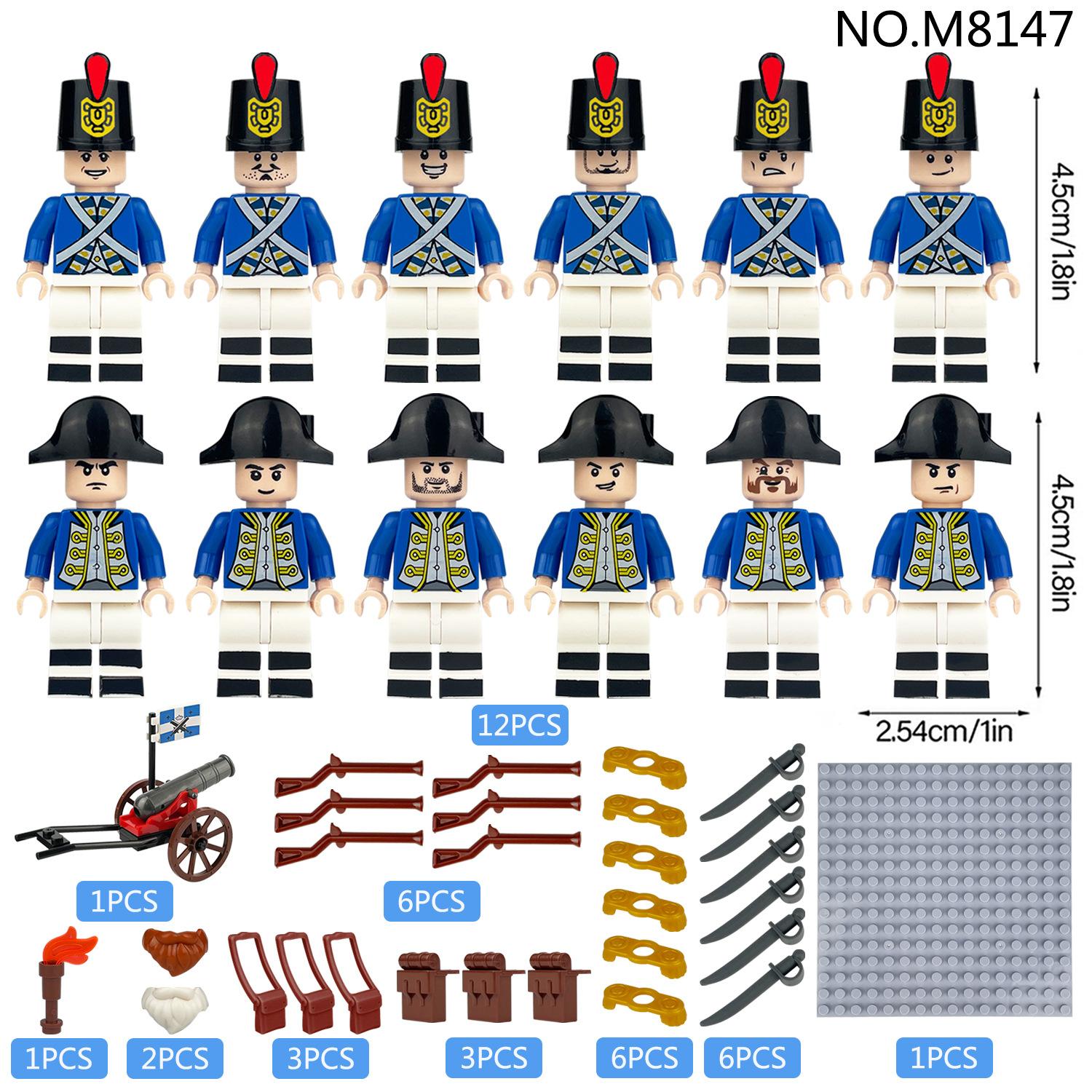 12 pezzi M8147 Guerre Napoleoniche Royal Navy Europea Giocattolo da costruzione umano