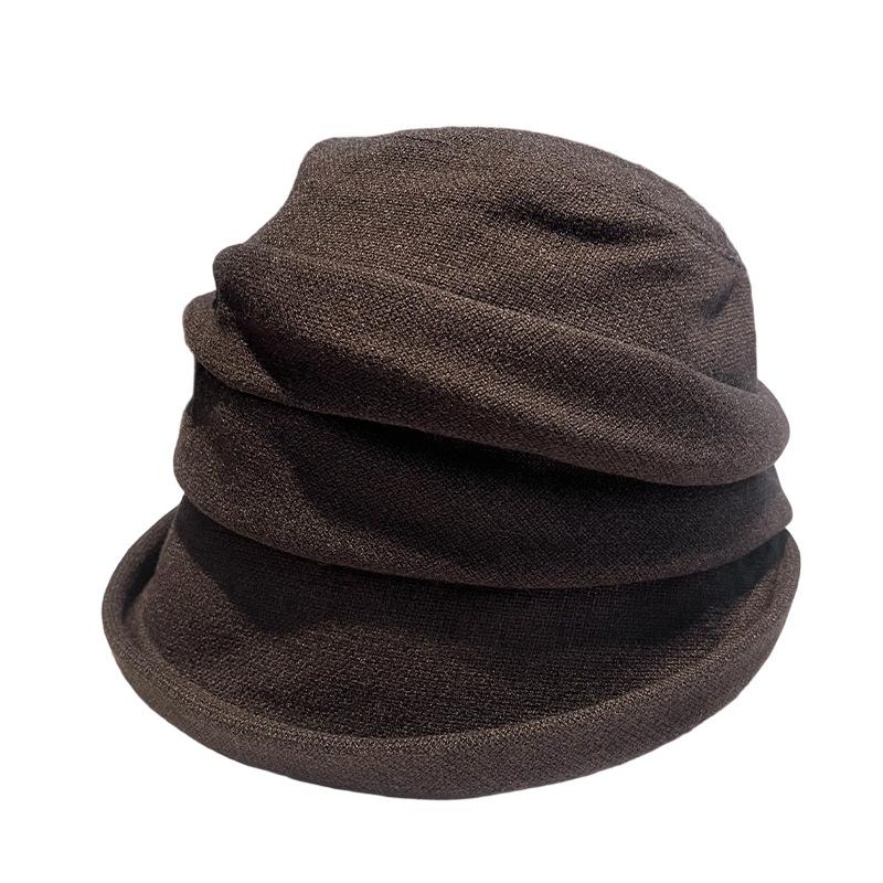 New Pleated Stacking Basin Hat Women's Autumn Retro Versatile Big Head Circumference Showing Small Face Fashionable Crimping Painter Hat