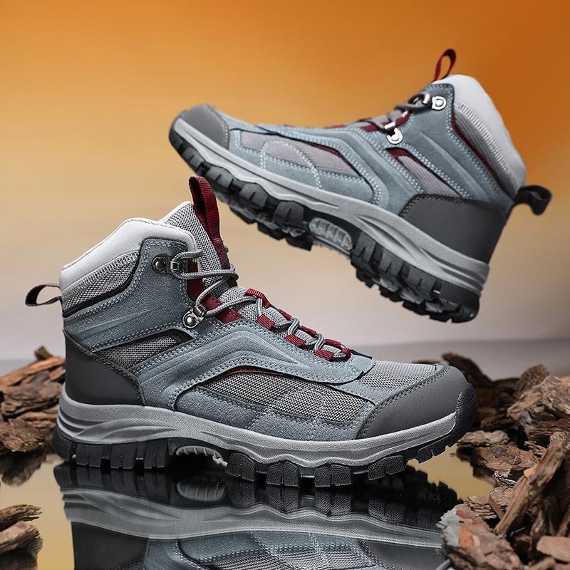 TUINANLE New Trend Men's High-Top Non-Slip Hiking Shoes Hiking Outdoor Wear-Resistant Platform Travel Boots