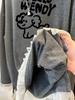 Stilvolles Cartoon-Welpen-Langarm-T-Shirt mit Spitzenbesatz in Übergröße für Damen – Herbst/Winter