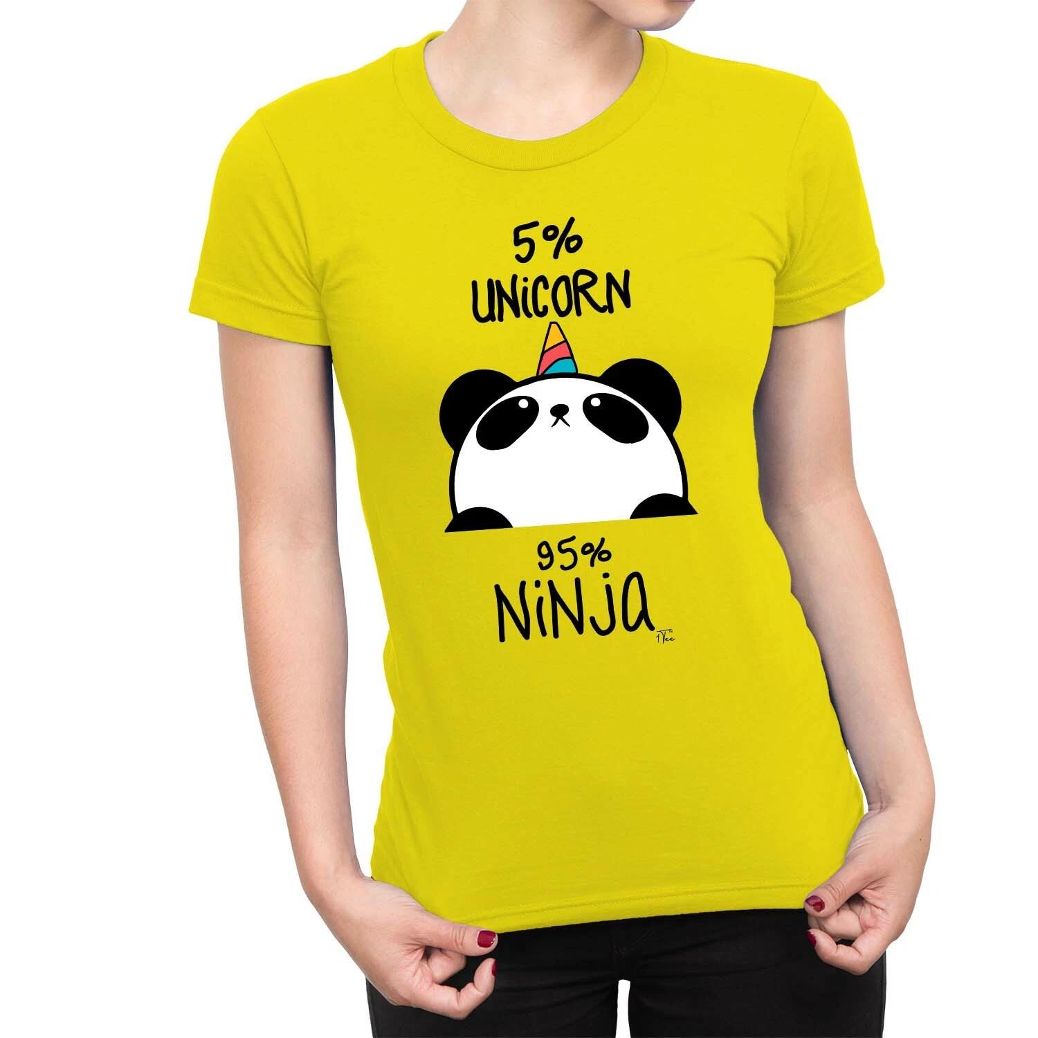 1Tee Womens 5% Unicorn 95% Ninja Panda T-Shirt L