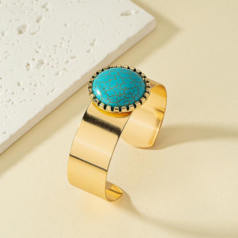 Vintage Turquoise Beaded Bracelet - Trendy Hip-Hop Style for Women