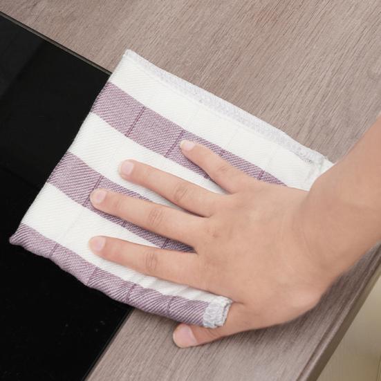 3Pcs Dishwash Rag Striped Design Soft Durable High Water Absorption Non-Stick Cleaning Cloth Kitchen Towel