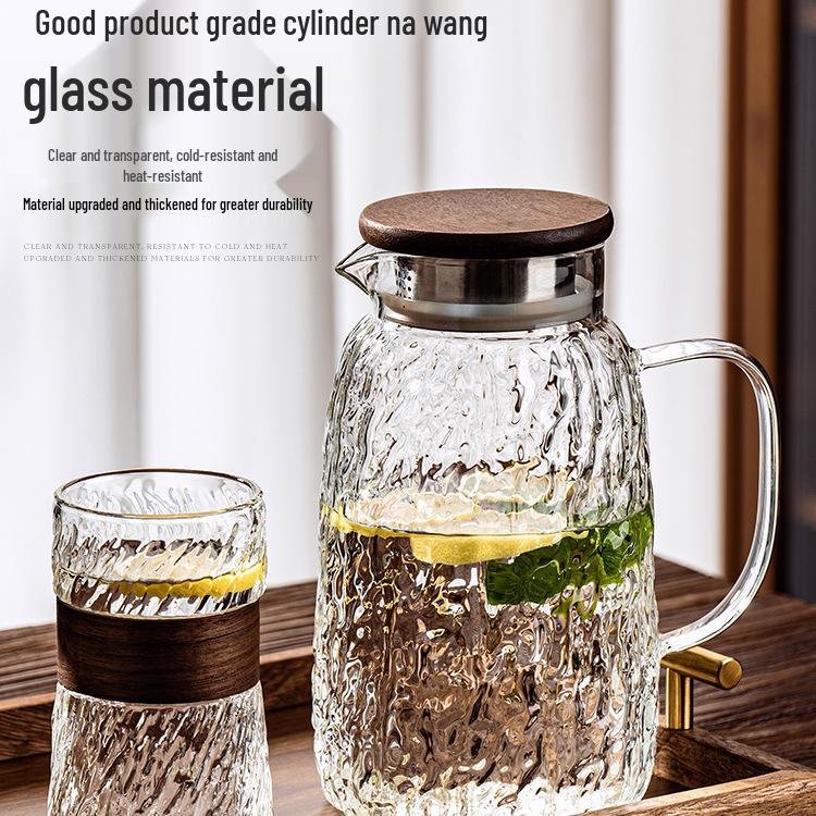 Embossed Glass Water Cup Set for Living Room, High-Temperature Resistant Teaware for Coffee or Beer