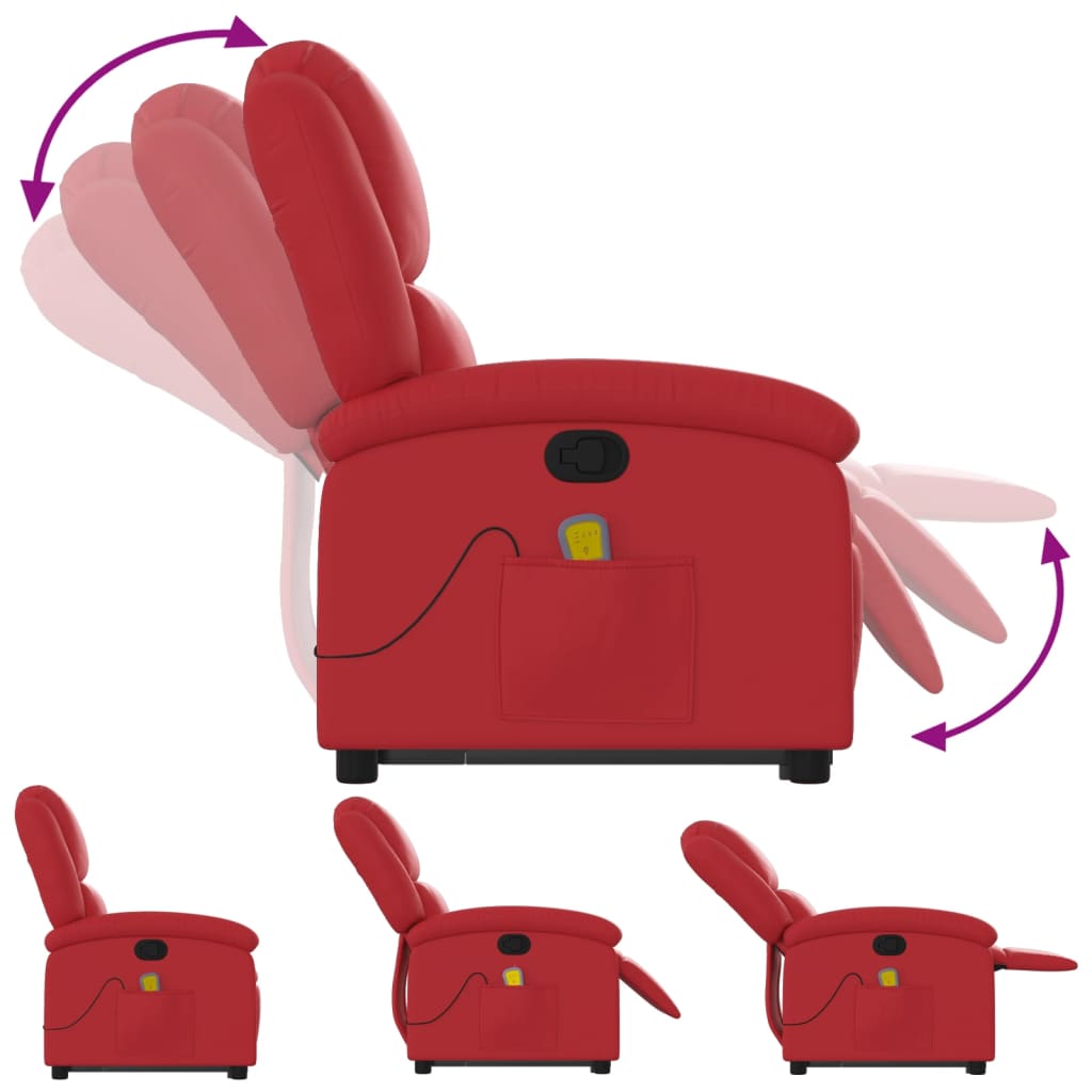 Vidaxl Lift Recliner Massage Chair, Reclining, Red, Eco-leather