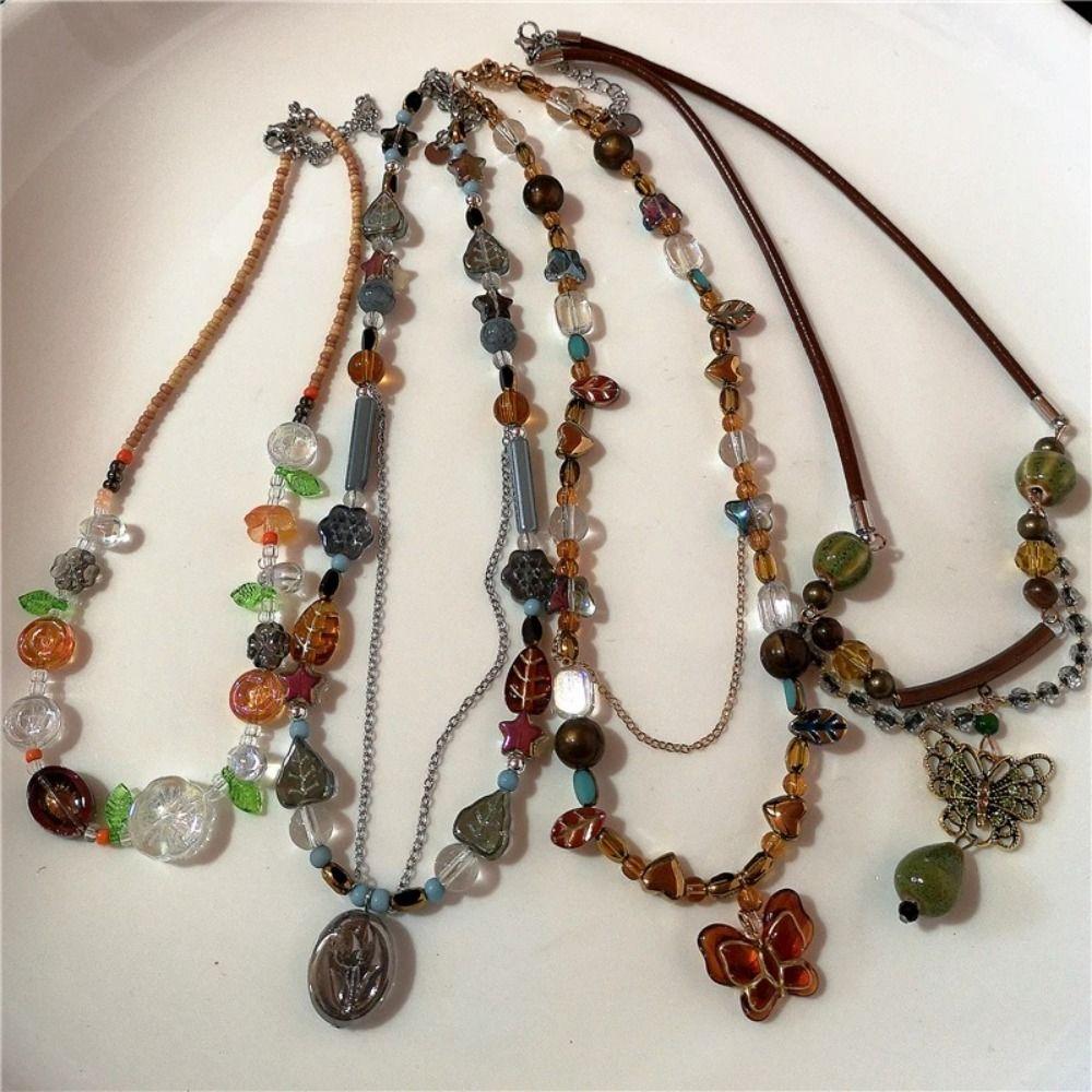 Handmade Craft Bohemia Necklace Leaf Pendant Butterfly Pendant Necklace  Women