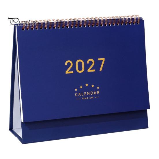 Academic Year Calendar 2027 Desk Calendar, Standing Flip Desktop Minimalist Gold Foil Cover Daily Agenda Monthly Planner, Thick Paper for Note Taking,