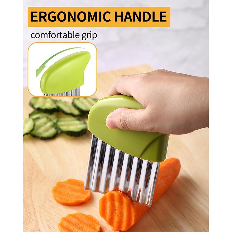 1 Pcs Crinkle Cutter Stainless Steel Potato Carrot Chip Vegetable Crinkle Wavy Chopper Cutter Fry Slicer Kitchen Accessories