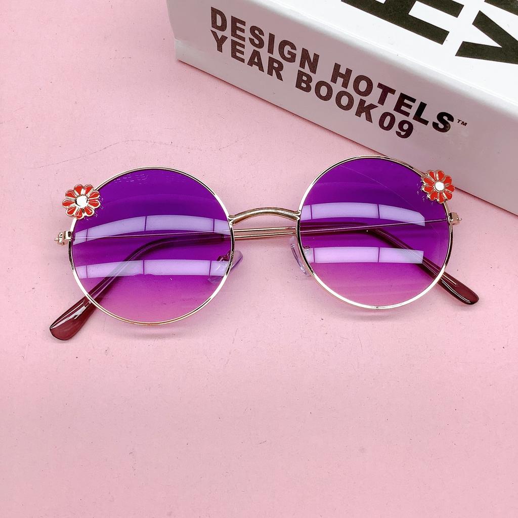 2025 New children's sunglasses round frame flower baby travel sun-shading concave shape wear photo sunglasses fashion