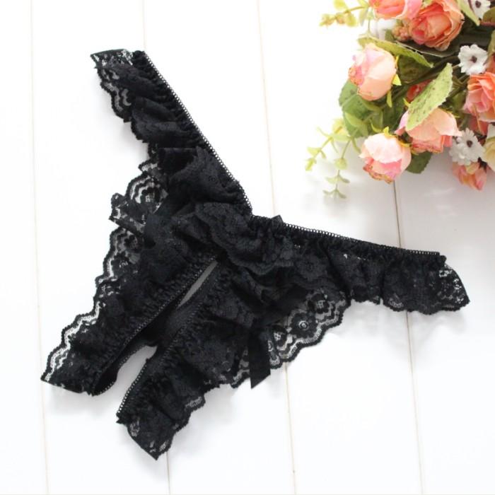 Lace Solid Crotchless Lingeries for Woman Sexy See Through Pink Girl's Briefs Tempting Bikini Underwear Ropa Interior Sexi