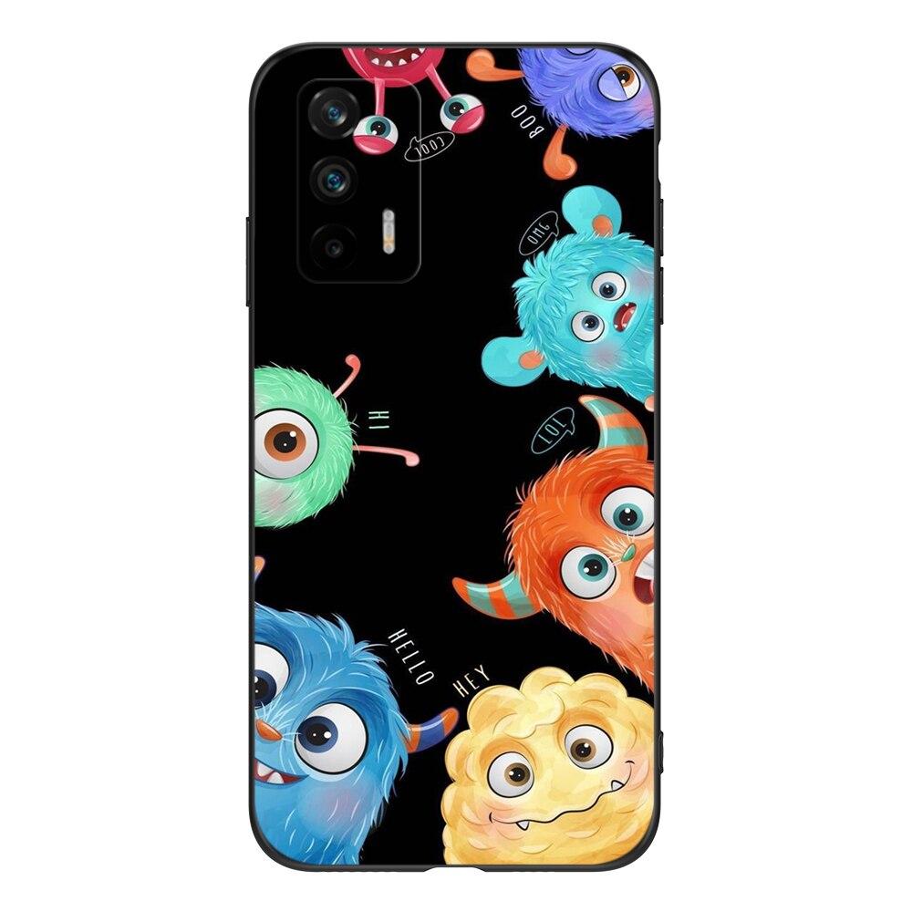 Für Realme GT 5G Hülle Weiche Silikon Handy Rückseite Für OPPO RealmeGT RMX2202 coque 6.43"; schwarze TPU-Hülle niedlich lustig