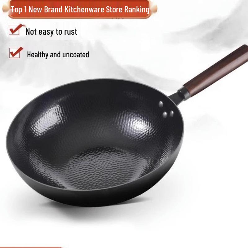 Zhangqiu Non-Stick Iron Stir-Fry Pan for Induction Cookers - Traditional Flat Bottom Design Default Items
